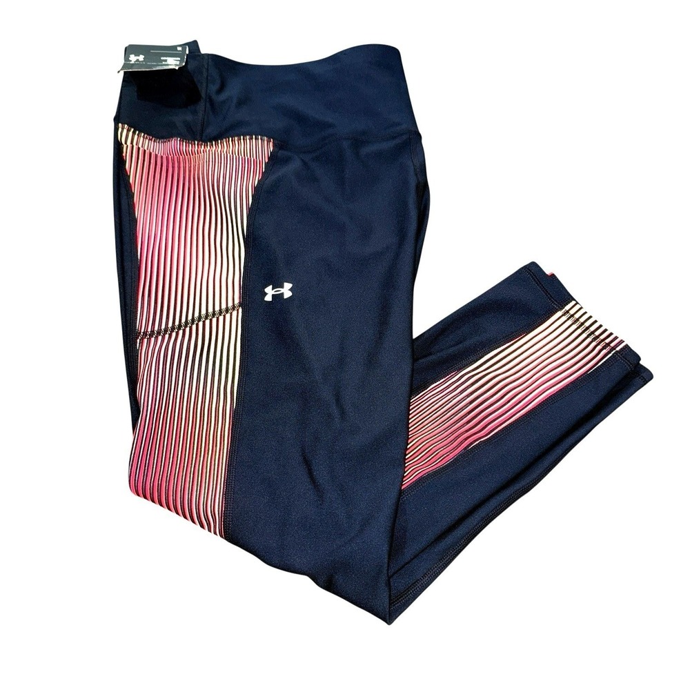 NEW Under Armour WOMENS 1X HeatGear Armour Panel Ankle Leggings Black 6M Panel